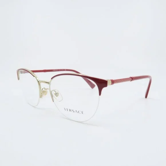 Versace MOD. 1247 1408 52mm Red and Gold Semi Rimless, New Women's Eyeglasses. - Picture 4 of 8